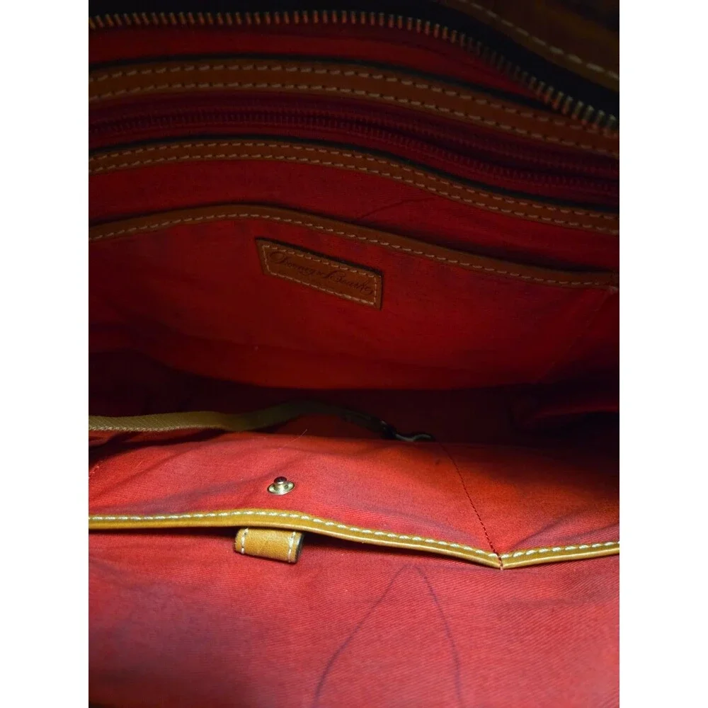 Dooney & Bourke Croc Embossed Leather Tote Large Shoulder Bag Purs Cognac Brown